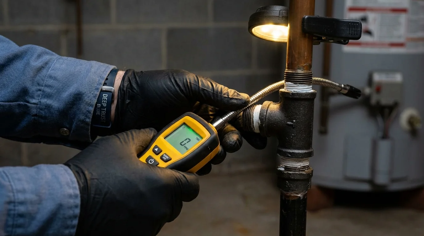 Gas leak detection with electronic sniffer by Johns Plumbing LLC in Jurupa Valley