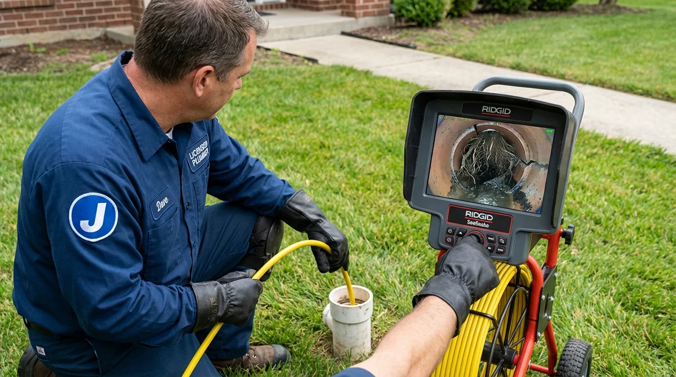 Sewer camera inspection being performed by Johns Plumbing LLC in Jurupa Valley